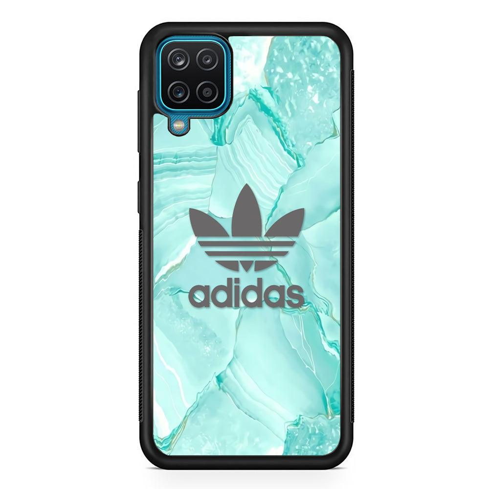 Adidas Light Marble Green Samsung Galaxy A12 Case-Rubber Black (2D Case)-Oxvistore