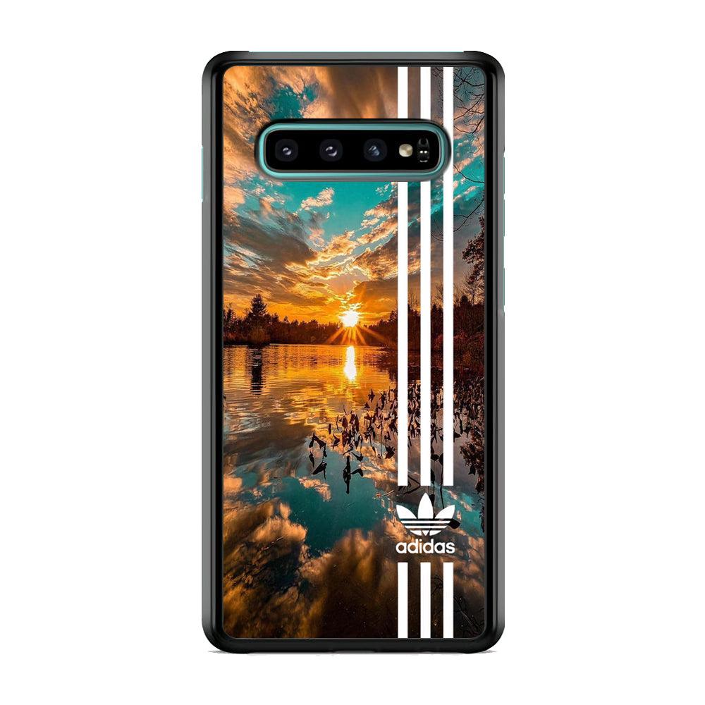 Adidas Line and Sunset Samsung Galaxy S10 Case-Rubber Black (2D Case)-Oxvistore