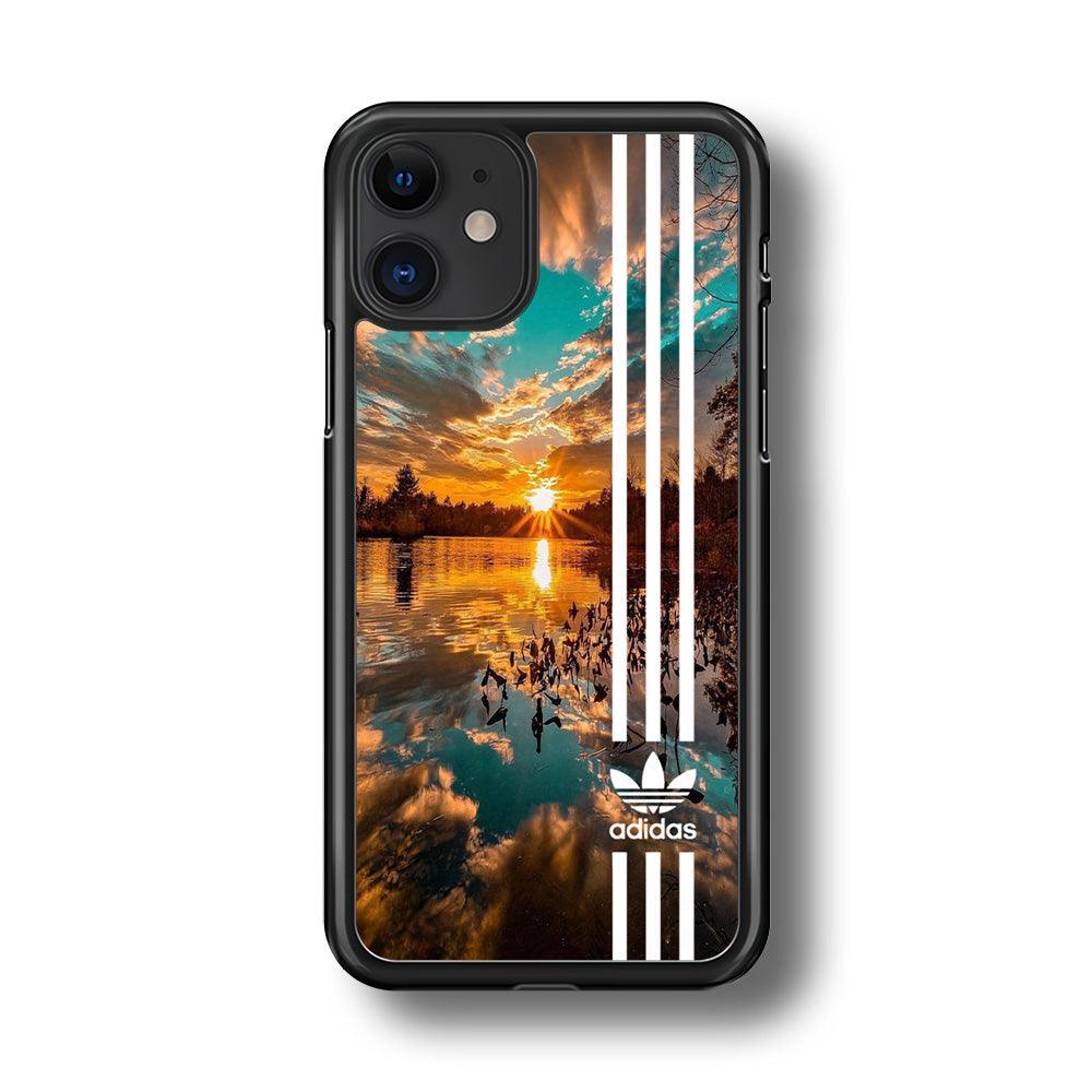 Adidas Line and Sunset iPhone 11 Case-Rubber Black (2D Case)-Oxvistore