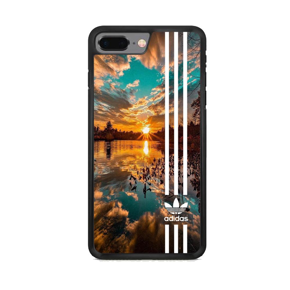 Adidas Line and Sunset iPhone 8 Plus Case-Rubber Black (2D Case)-Oxvistore