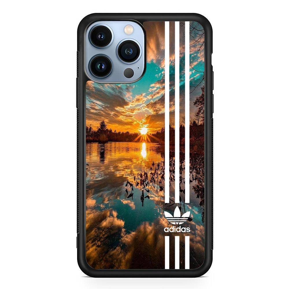 Adidas Line and Sunset iPhone 15 Pro Case-Rubber Black (2D Case)-Oxvistore