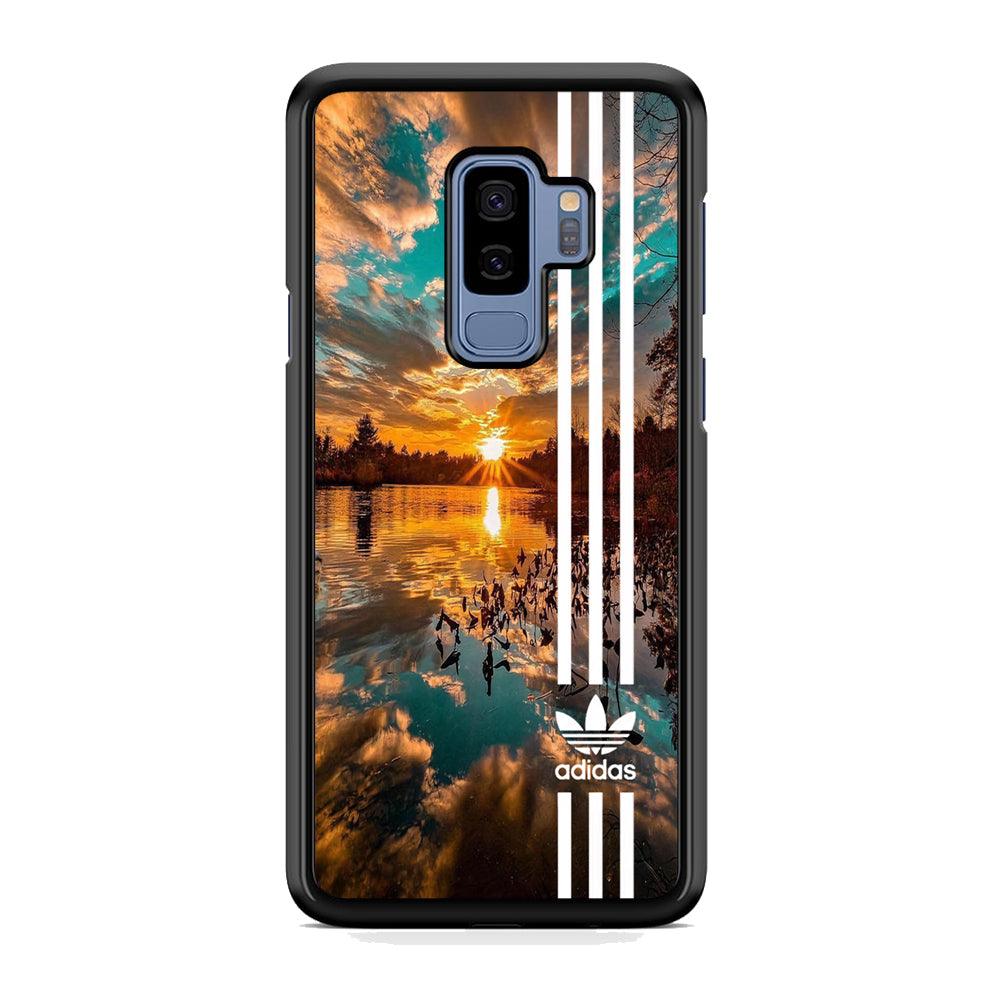 Adidas Line and Sunset Samsung Galaxy S9 Plus Case-Rubber Black (2D Case)-Oxvistore