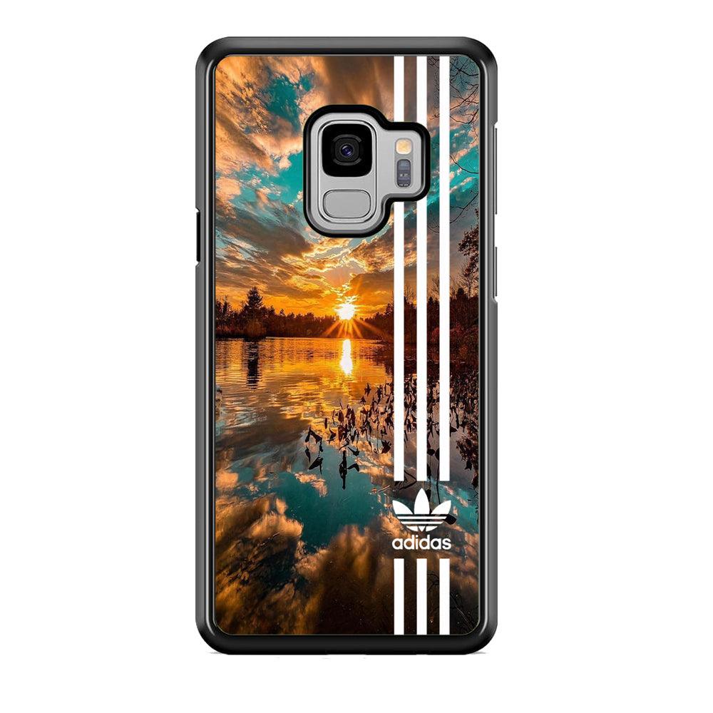 Adidas Line and Sunset Samsung Galaxy S9 Case-Rubber Black (2D Case)-Oxvistore
