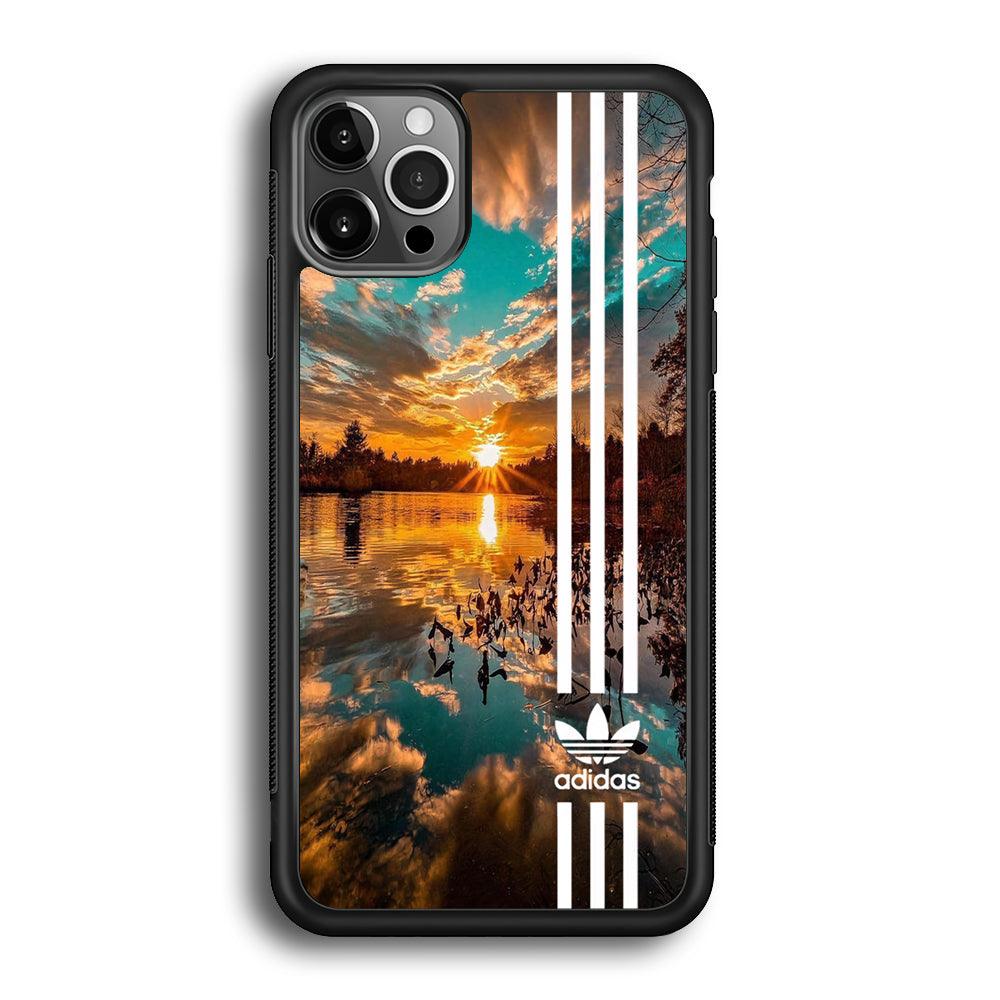 Adidas Line and Sunset iPhone 12 Pro Case-Rubber Black (2D Case)-Oxvistore