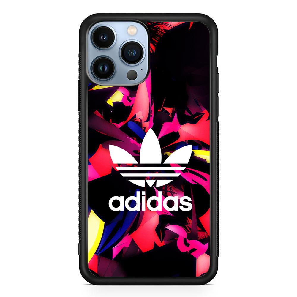 Adidas Logo Colorful Abstract 2D Rubber Phone Case-Black-Oxvistore