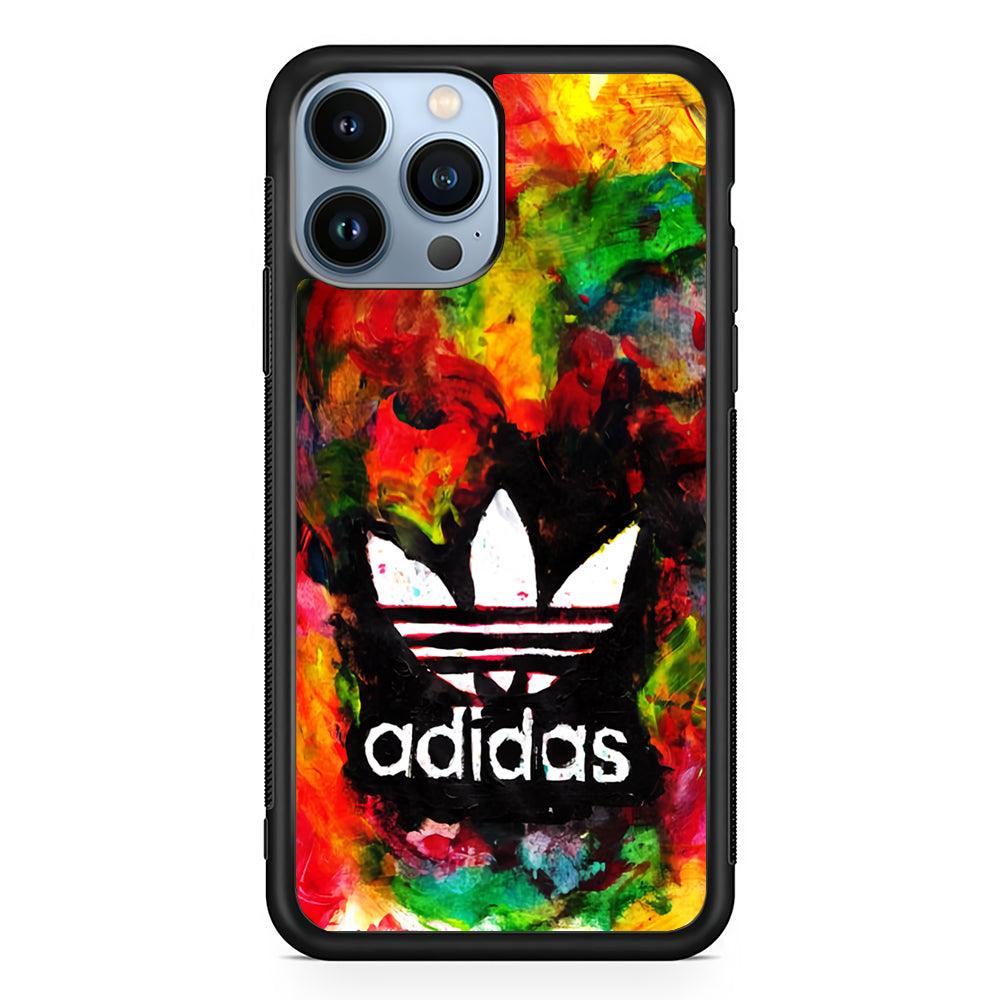 Adidas Logo Colorful Painting 2D Rubber Phone Case-Black-Oxvistore