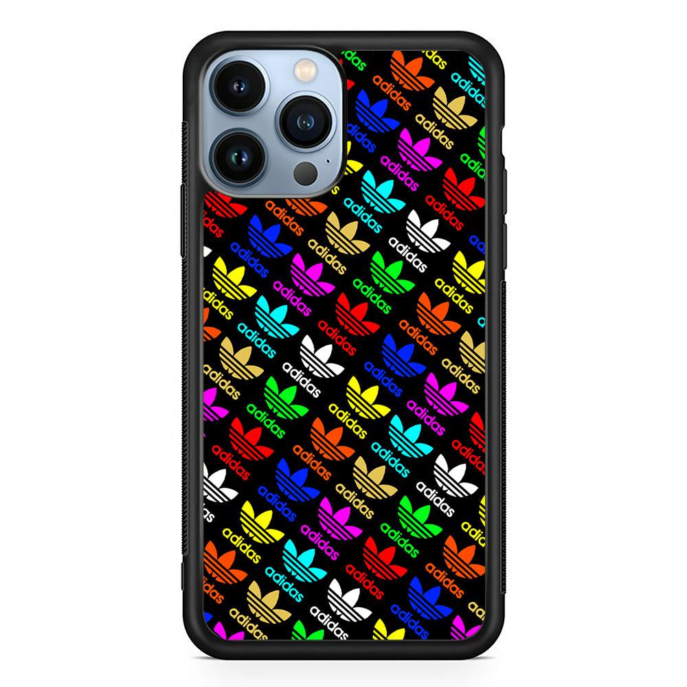 Adidas Logo Colorful Pattern 2D Rubber Phone Case-Black-Oxvistore
