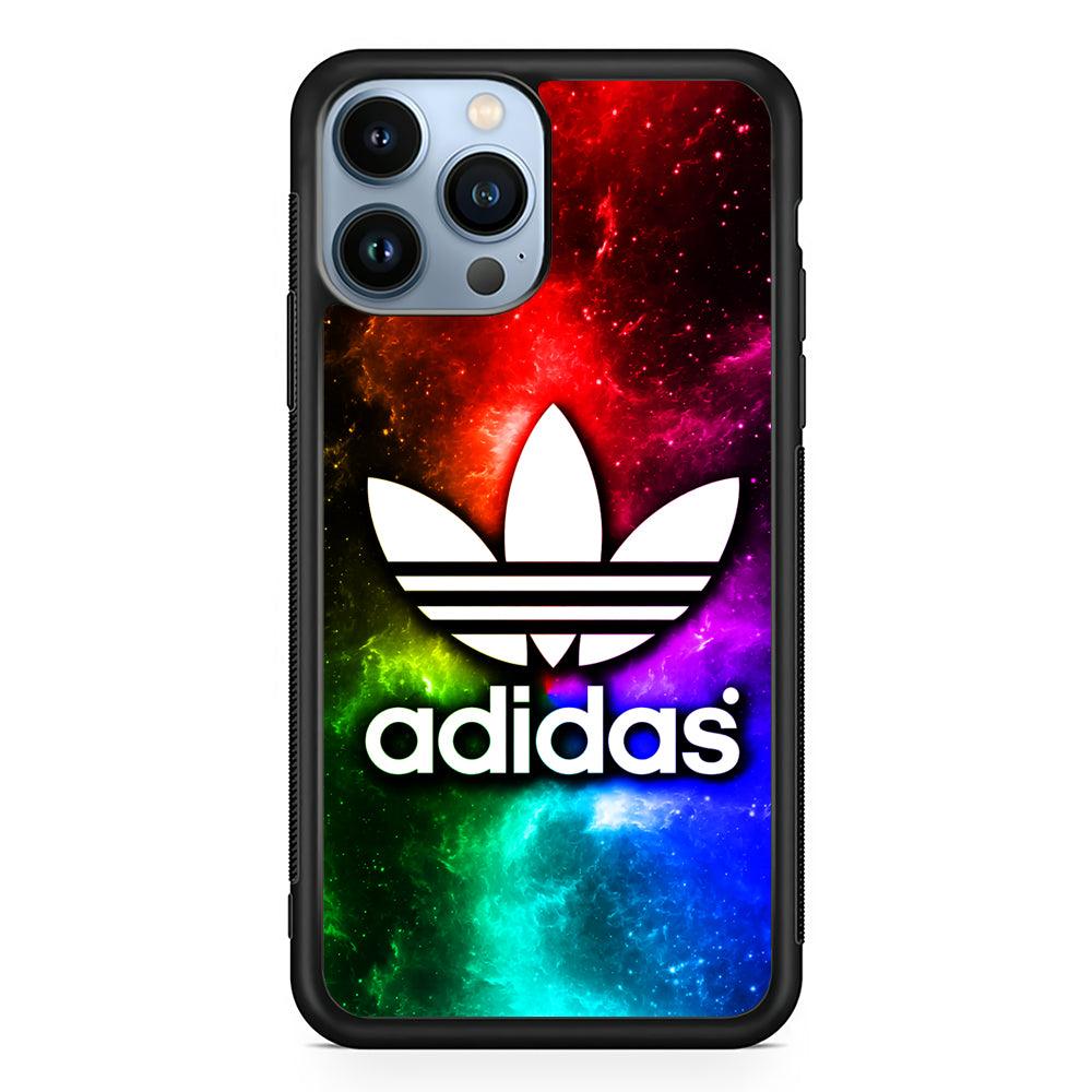 Adidas Logo Colours in Space 2D Rubber Phone Case-Black-Oxvistore