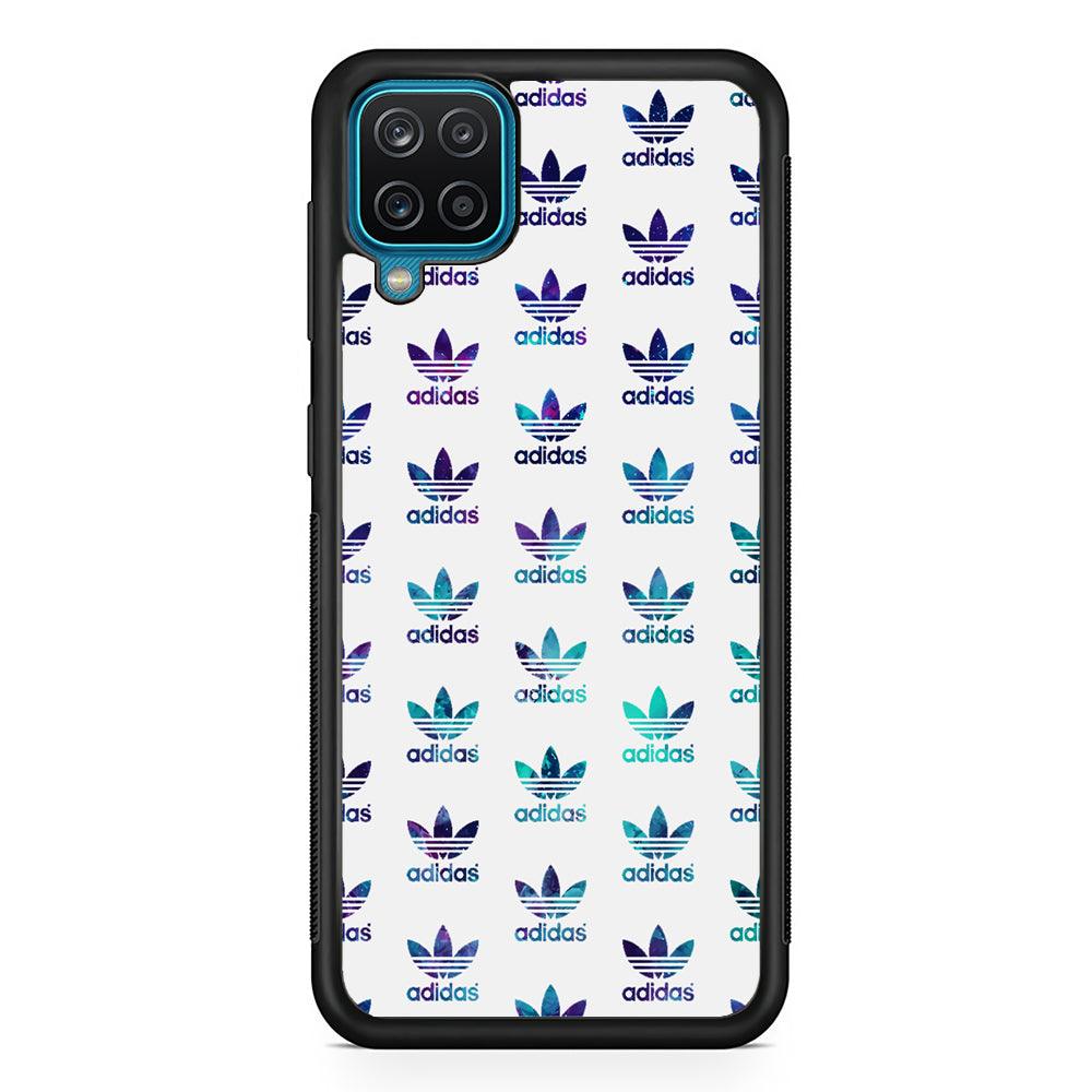 Adidas Logo Space Pattern Samsung Galaxy A12 Case-Rubber Black (2D Case)-Oxvistore