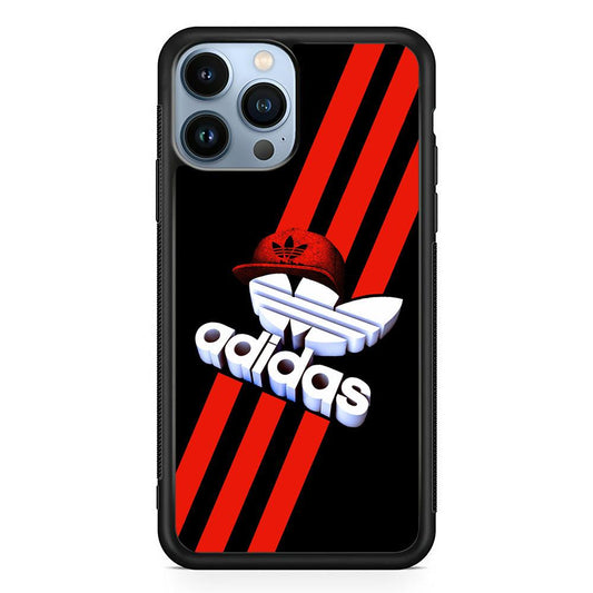 Adidas Logo Stripe Red Hat 2D Rubber Phone Case-Black-Oxvistore