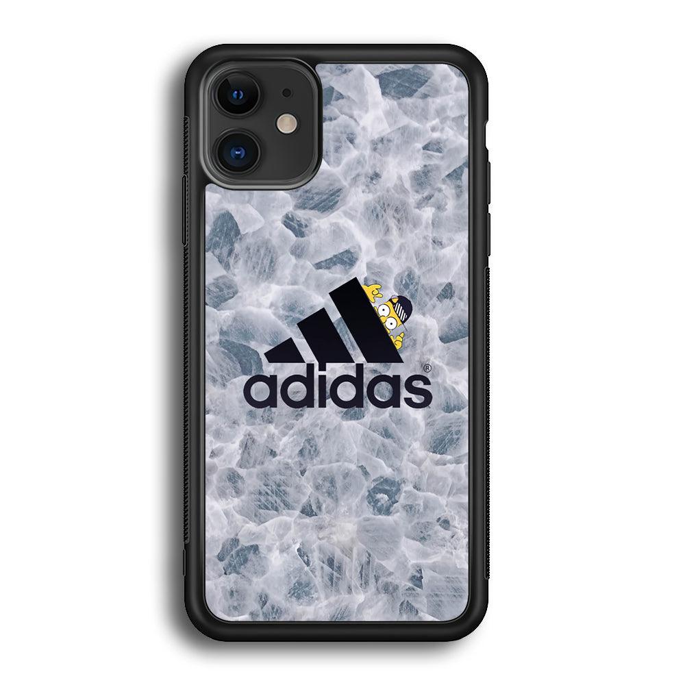 Adidas Logo with Simpson iPhone 12 Case-Rubber Black (2D Case)-Oxvistore