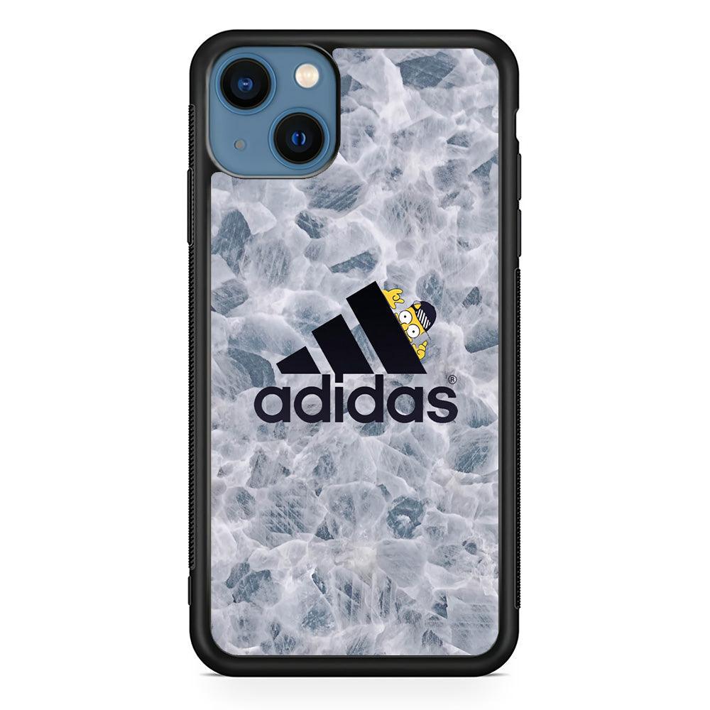Adidas Logo with Simpson iPhone 13 Case-Rubber Black (2D Case)-Oxvistore