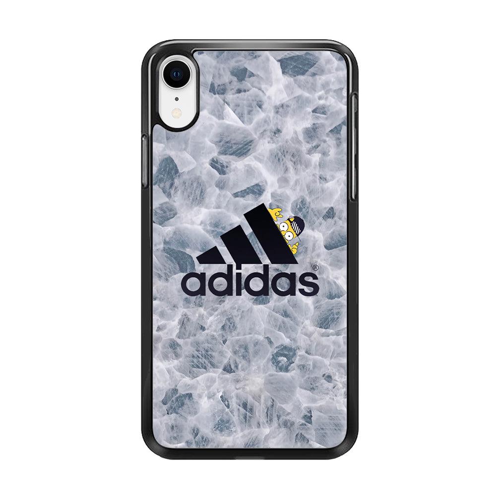 Adidas Logo with Simpson iPhone XR Case-Rubber Black (2D Case)-Oxvistore