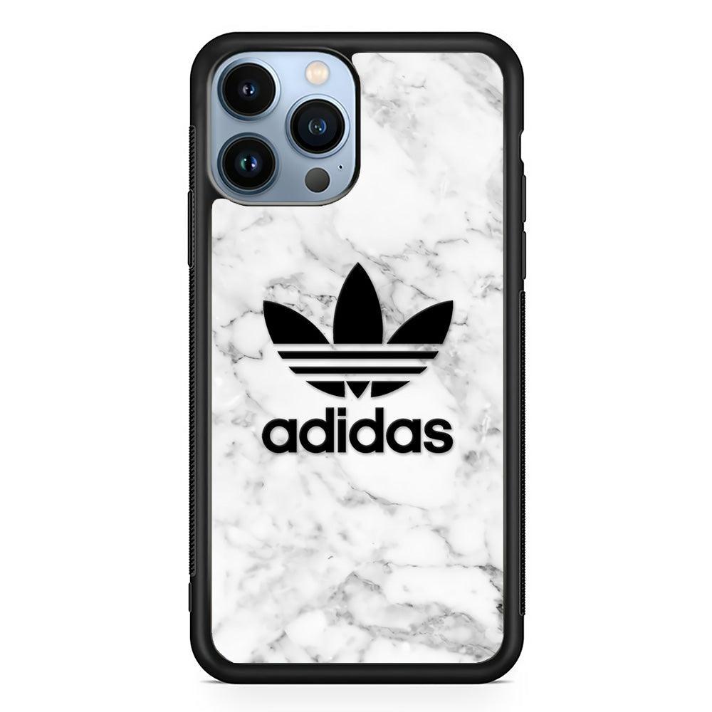 Adidas Marble Backdrop iPhone 13 Pro Case-Rubber Black (2D Case)-Oxvistore