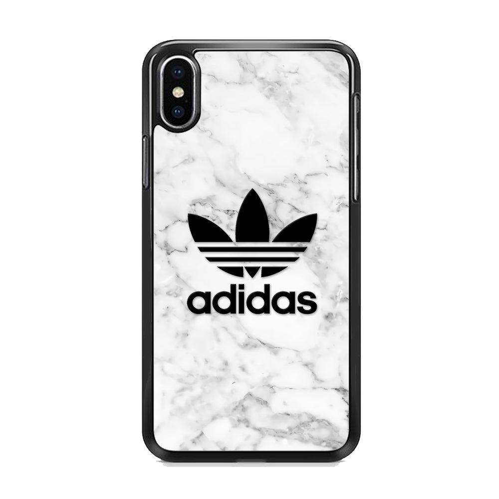 Adidas Marble Backdrop iPhone XS Case-Rubber Black (2D Case)-Oxvistore