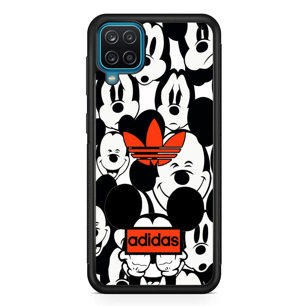 Adidas Mickey Mouse Samsung Galaxy A12 Case-Rubber Black (2D Case)-Oxvistore
