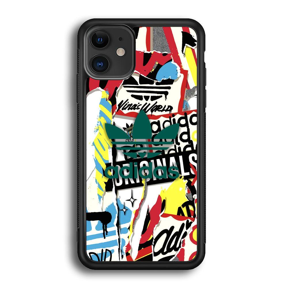 Adidas Paper Brand iPhone 12 Case-Rubber Black (2D Case)-Oxvistore