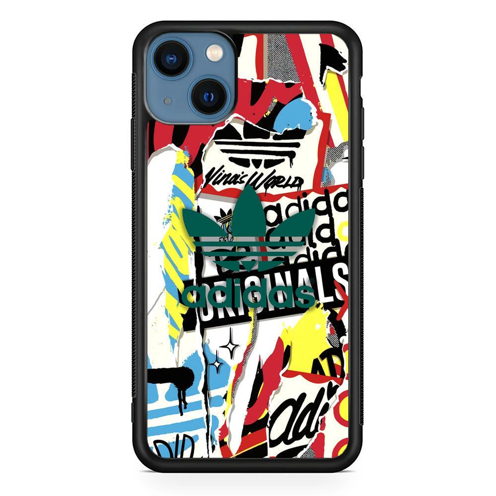 Adidas Paper Brand iPhone 13 Case-Rubber Black (2D Case)-Oxvistore