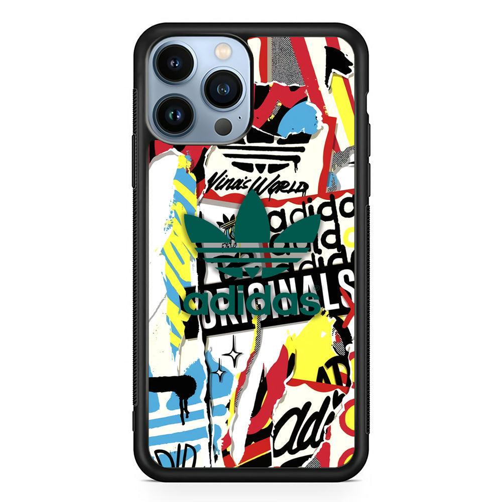 Adidas Paper Brand iPhone 14 Pro Max Case-Rubber Black (2D Case)-Oxvistore