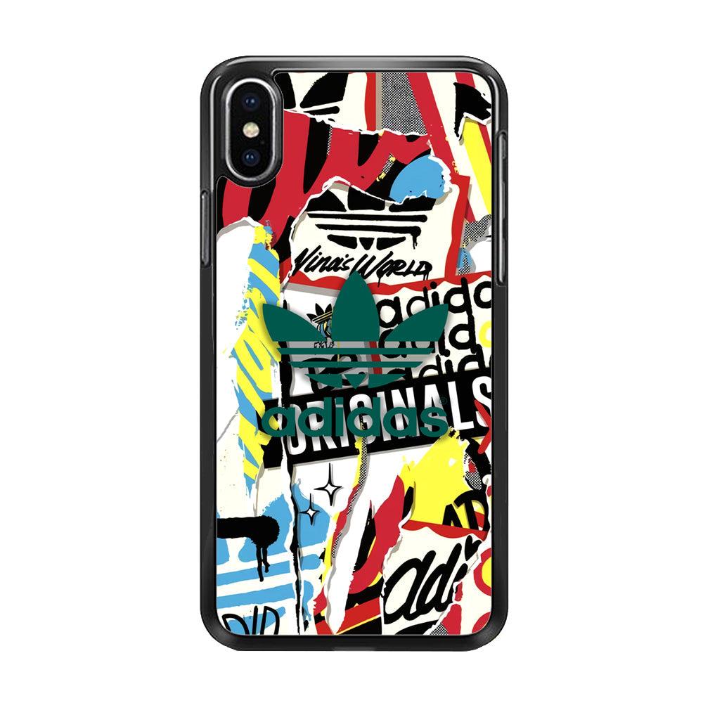 Adidas Paper Brand iPhone X Case-Rubber Black (2D Case)-Oxvistore