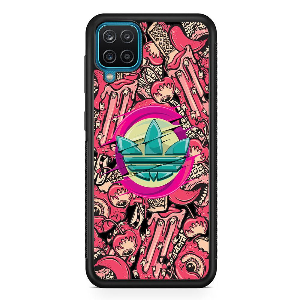 Adidas Pink Eye Doodle Samsung Galaxy A12 Case-Rubber Black (2D Case)-Oxvistore
