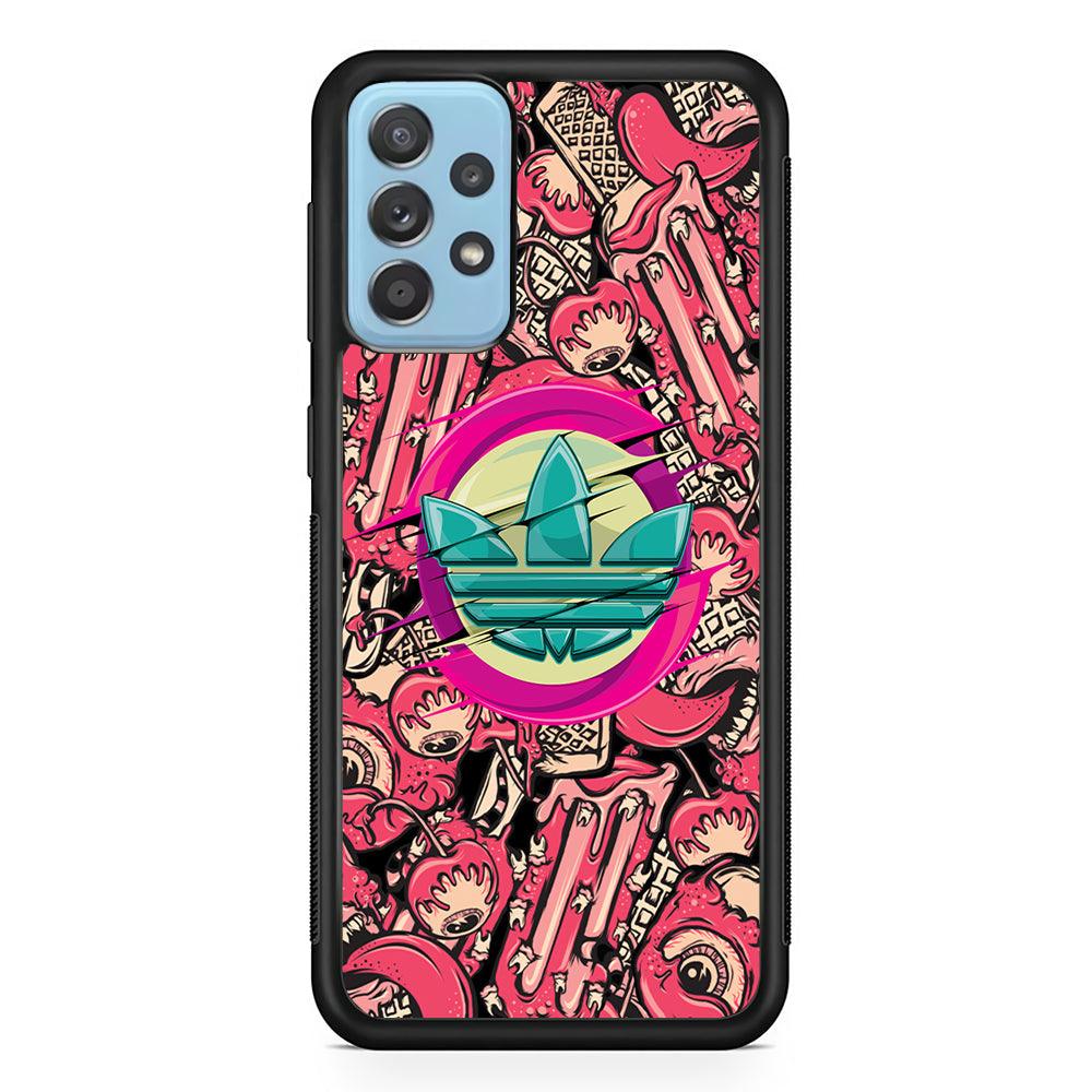 Adidas Pink Eye Doodle Samsung Galaxy A52 Case-Rubber Black (2D Case)-Oxvistore