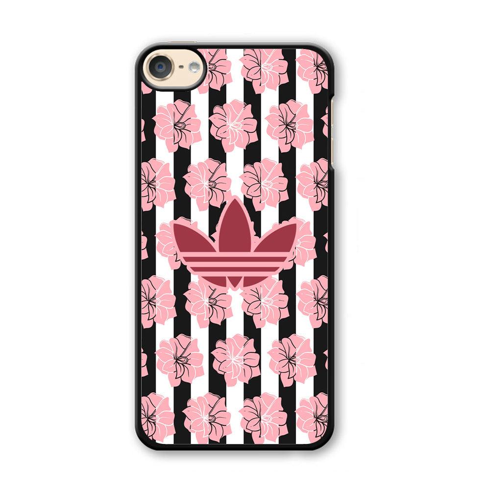 Adidas Pink Flowers iPod Touch 6 Case-Plastic Black (2D Case)-Oxvistore