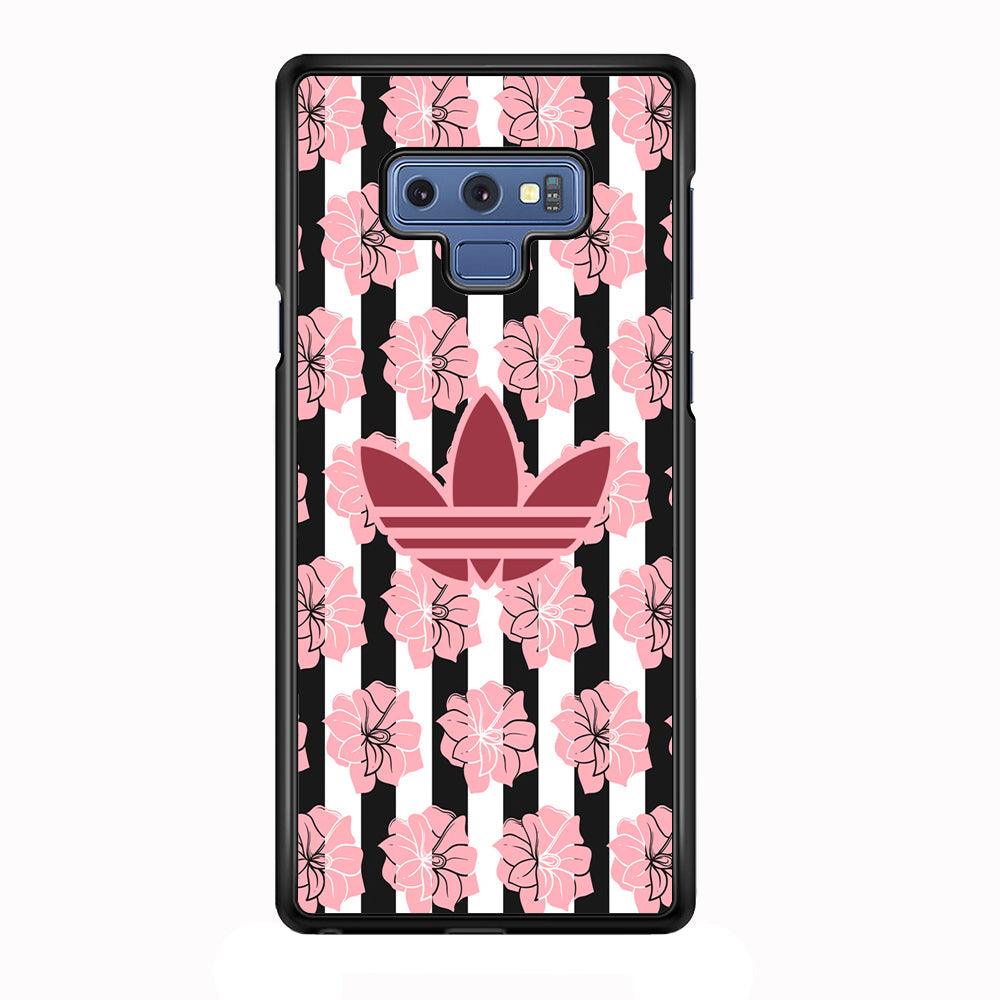 Adidas Pink Flowers Samsung Galaxy Note 9 Case-Rubber Black (2D Case)-Oxvistore