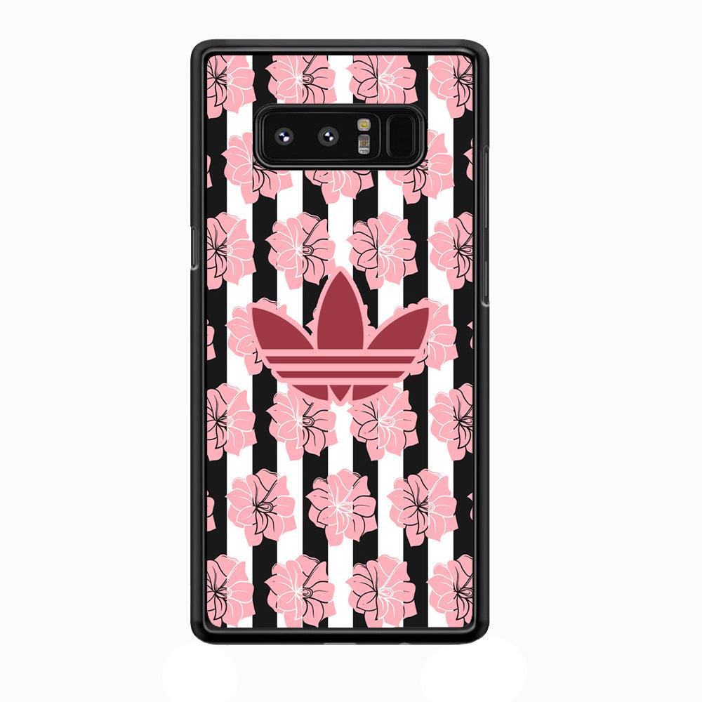 Adidas Pink Flowers Samsung Galaxy Note 8 Case-Rubber Black (2D Case)-Oxvistore