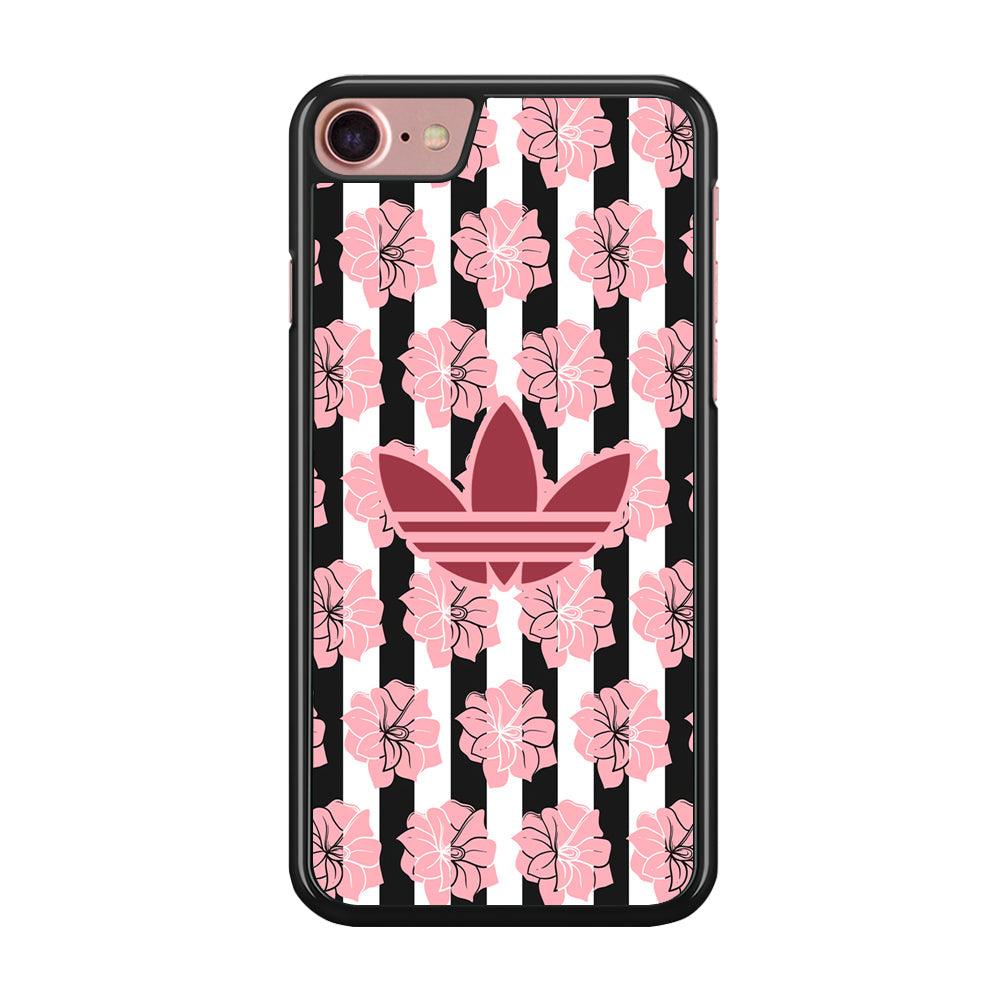 Adidas Pink Flowers iPhone 7 Case-Rubber Black (2D Case)-Oxvistore