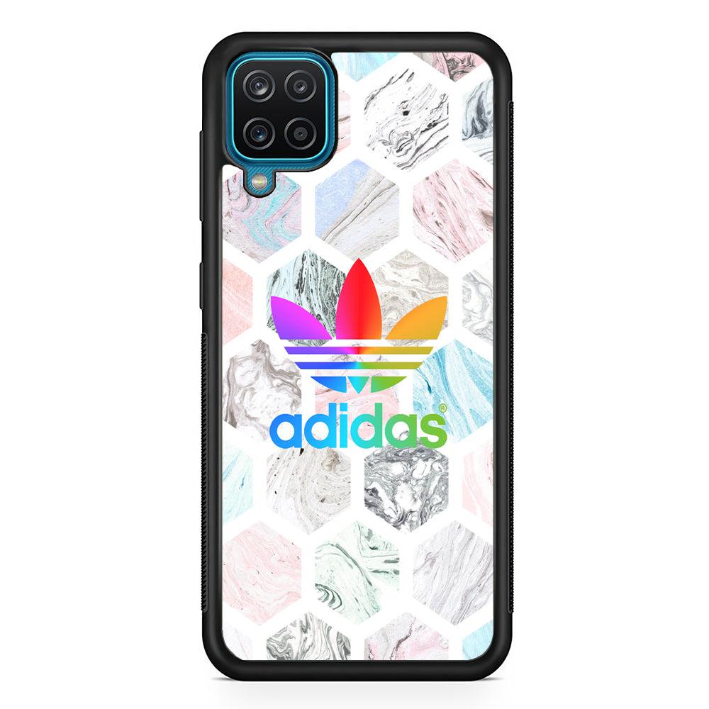 Adidas Rainbow Hexarock Samsung Galaxy A12 Case-Rubber Black (2D Case)-Oxvistore