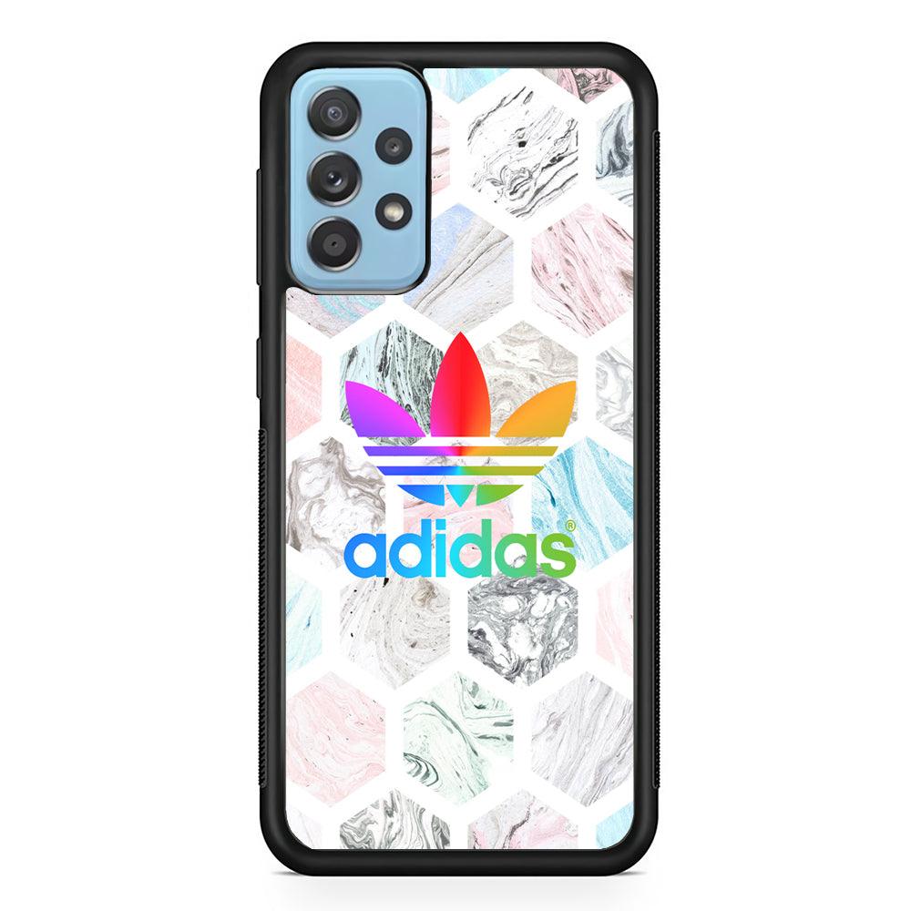 Adidas Rainbow Hexarock Samsung Galaxy A52 Case-Rubber Black (2D Case)-Oxvistore