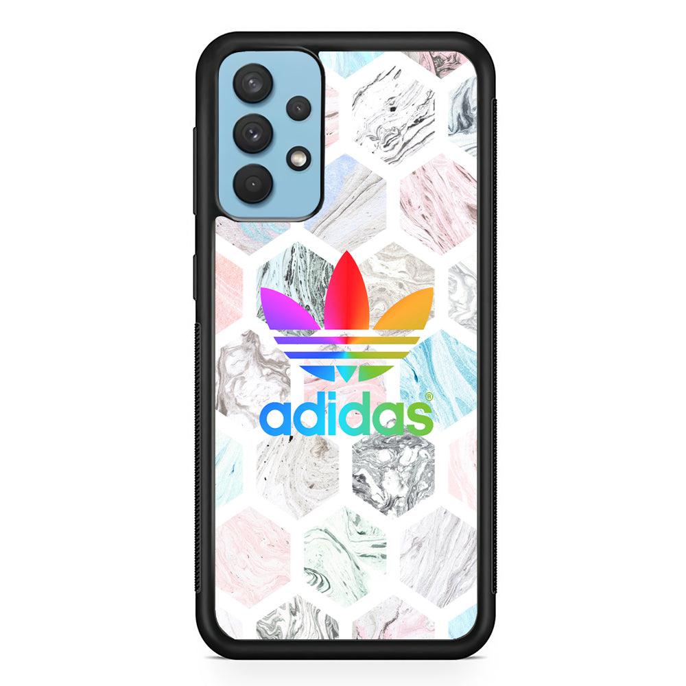 Adidas Rainbow Hexarock Samsung Galaxy A32 Case-Rubber Black (2D Case)-Oxvistore