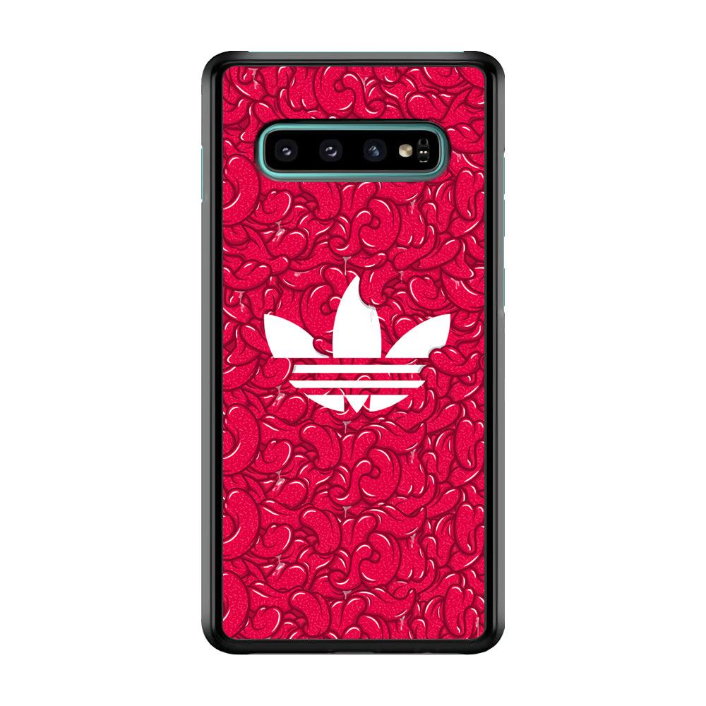 Adidas Red Tongue Samsung Galaxy S10 Plus Case-Rubber Black (2D Case)-Oxvistore