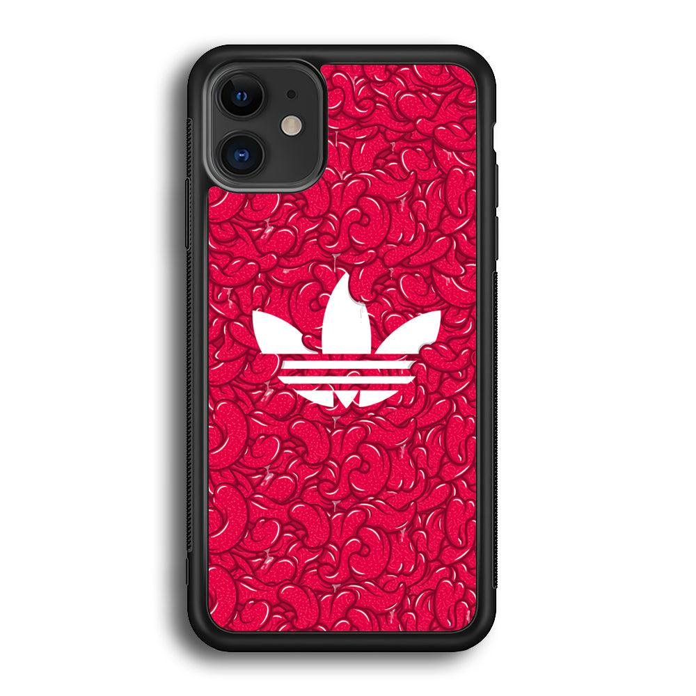 Adidas Red Tongue iPhone 12 Case-Rubber Black (2D Case)-Oxvistore