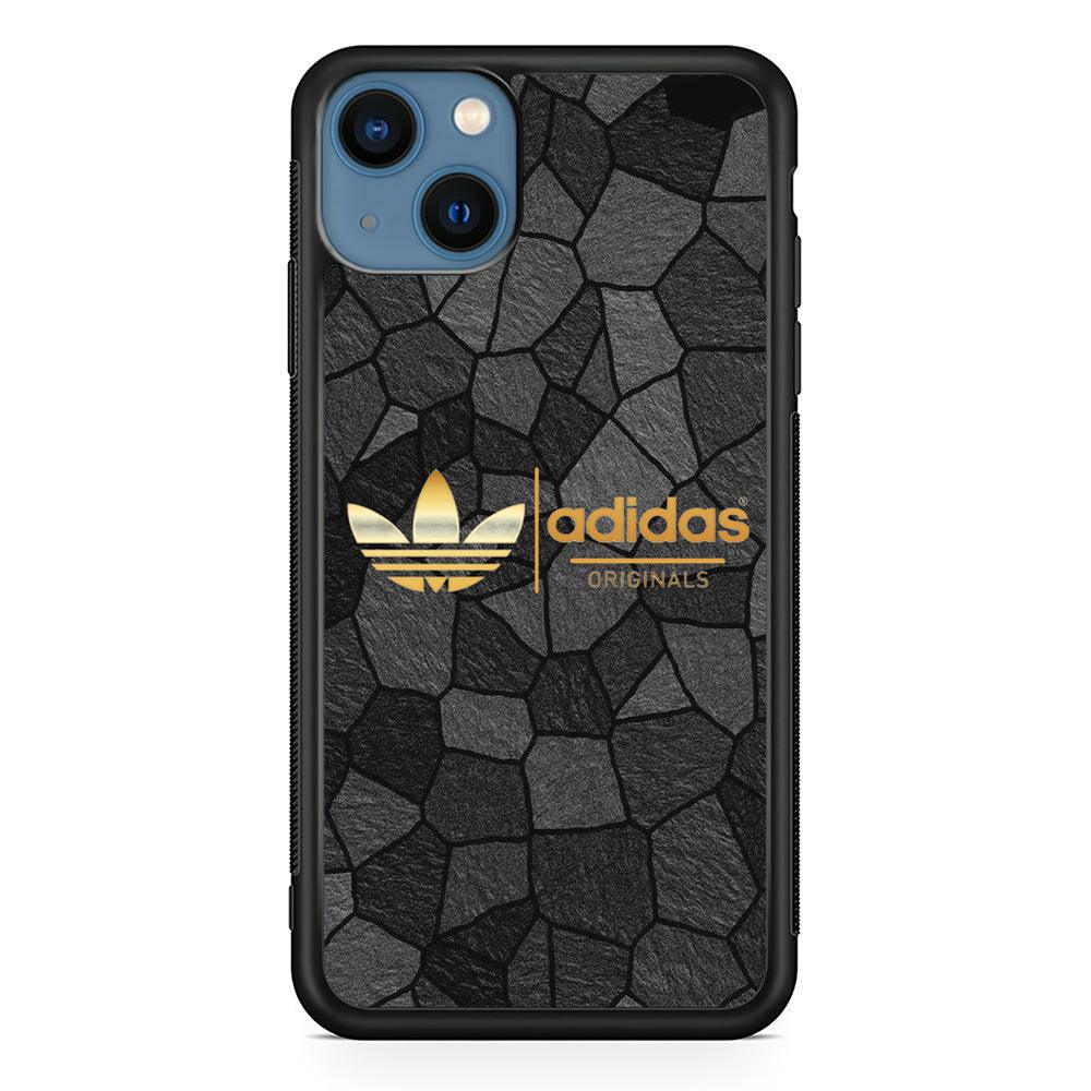 Adidas Rock Patern iPhone 13 Case-Rubber Black (2D Case)-Oxvistore