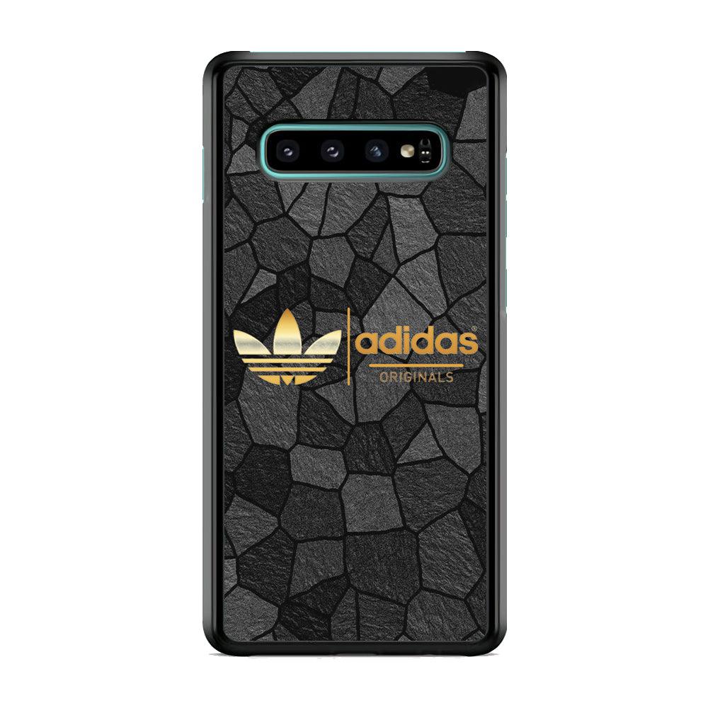 Adidas Rock Patern Samsung Galaxy S10 Plus Case-Rubber Black (2D Case)-Oxvistore