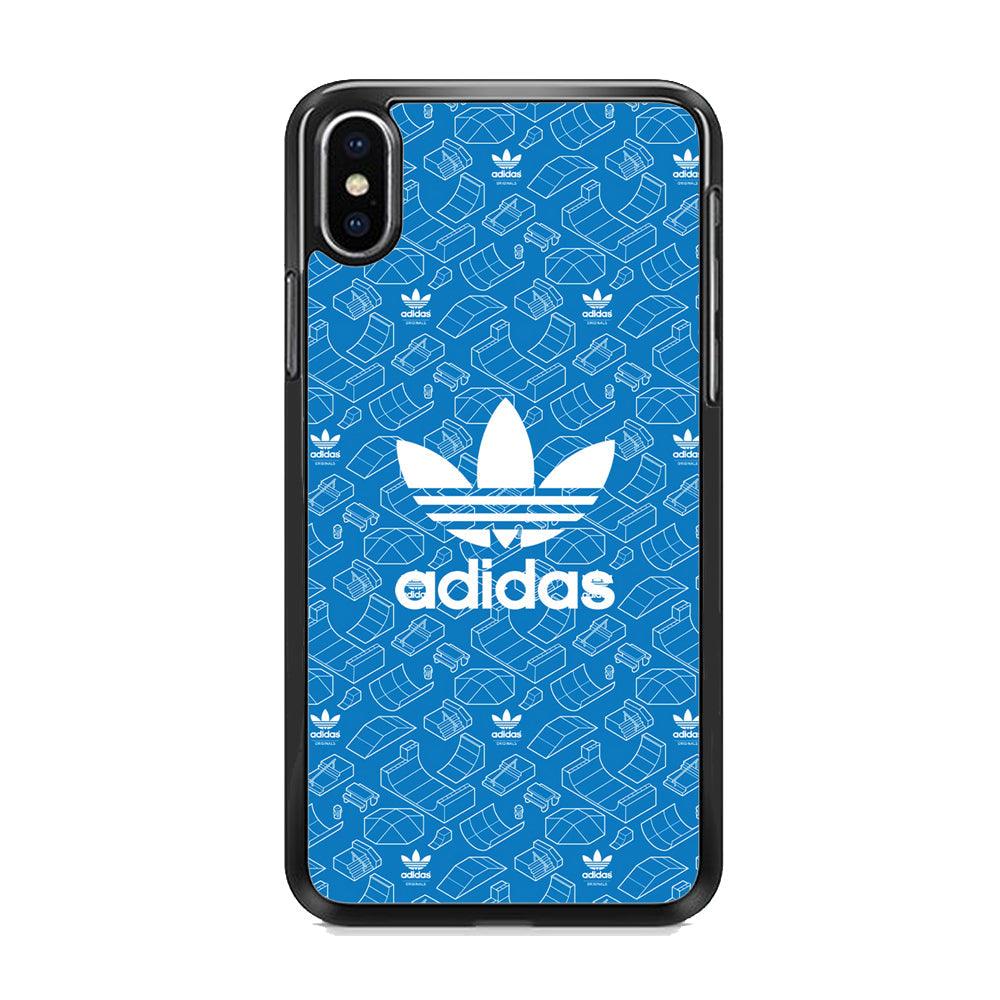 Adidas Skatepark Silhouette Patern iPhone XS Case-Rubber Black (2D Case)-Oxvistore