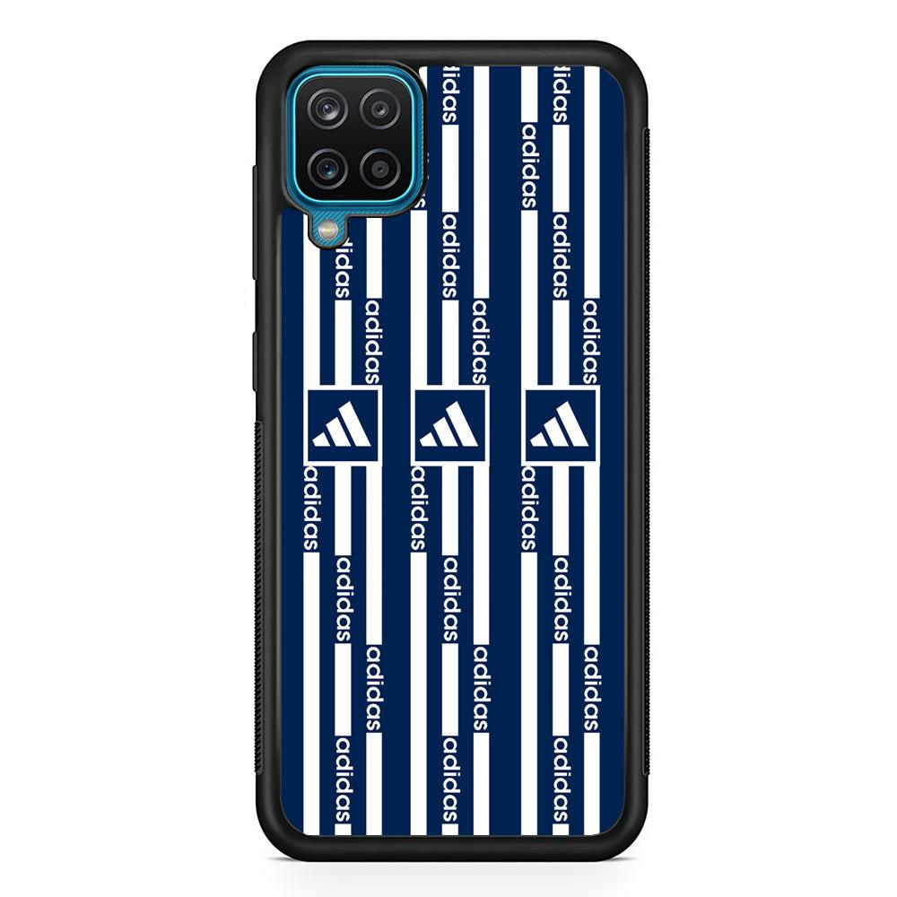 Adidas Streak and Blue Backdrop Samsung Galaxy A12 Case-Rubber Black (2D Case)-Oxvistore