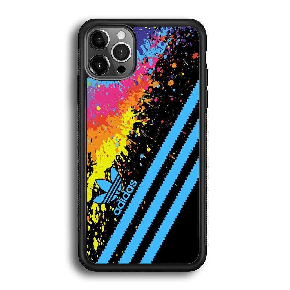 Adidas Stripe Paint iPhone 12 Pro Max Case-Rubber Black (2D Case)-Oxvistore