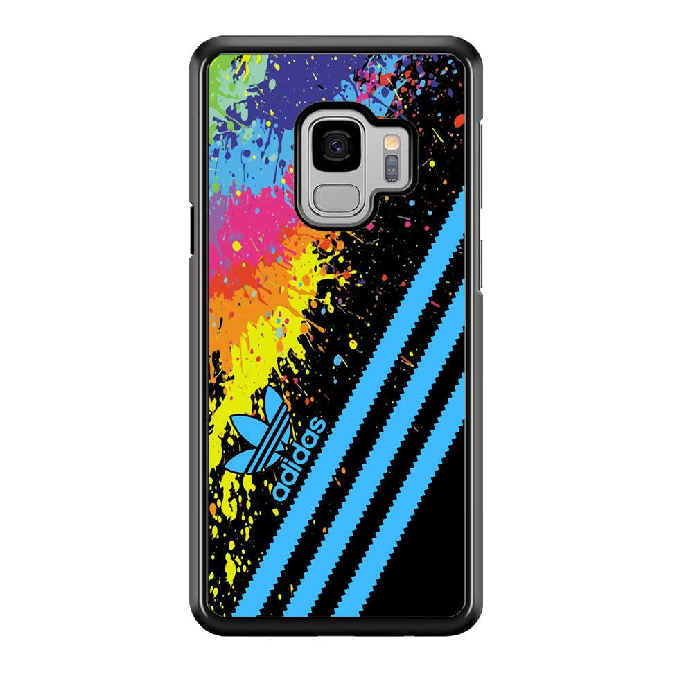 Adidas Stripe Paint Samsung Galaxy S9 Case-Rubber Black (2D Case)-Oxvistore