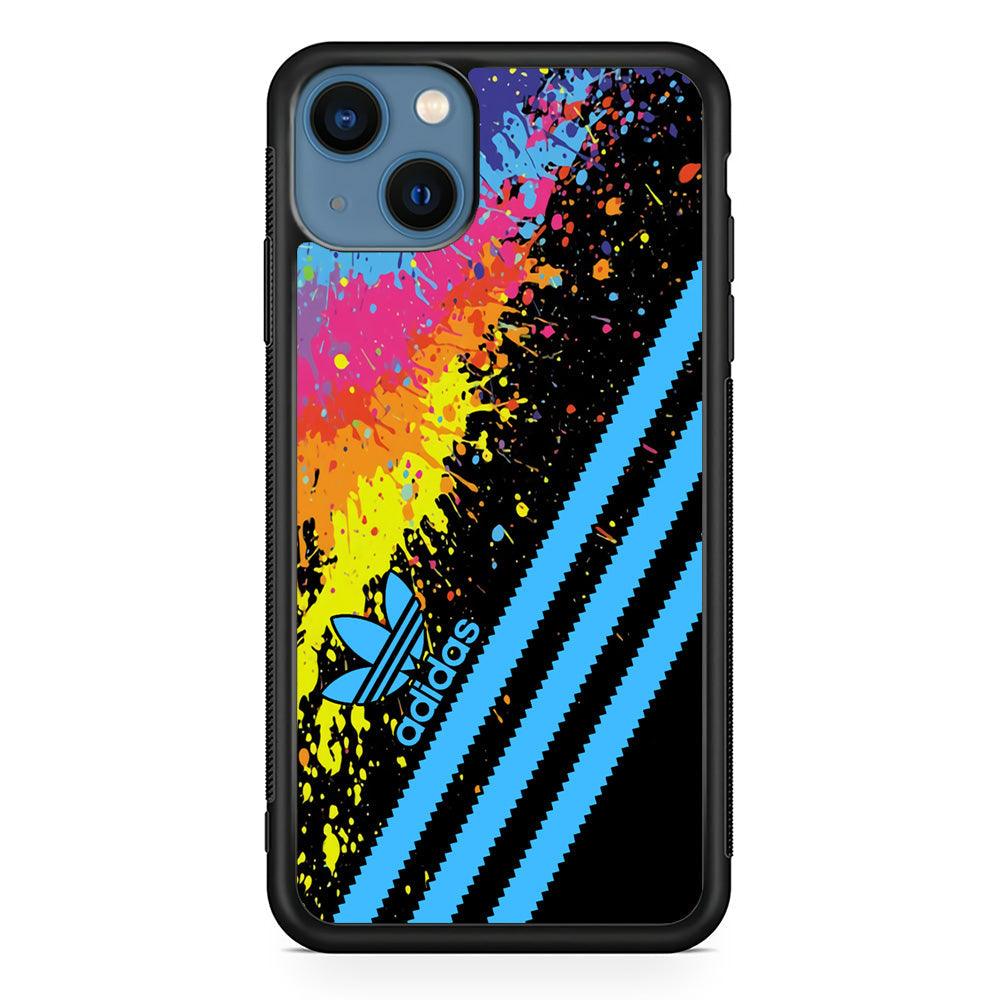 Adidas Stripe Paint iPhone 14 Plus Case-Rubber Black (2D Case)-Oxvistore