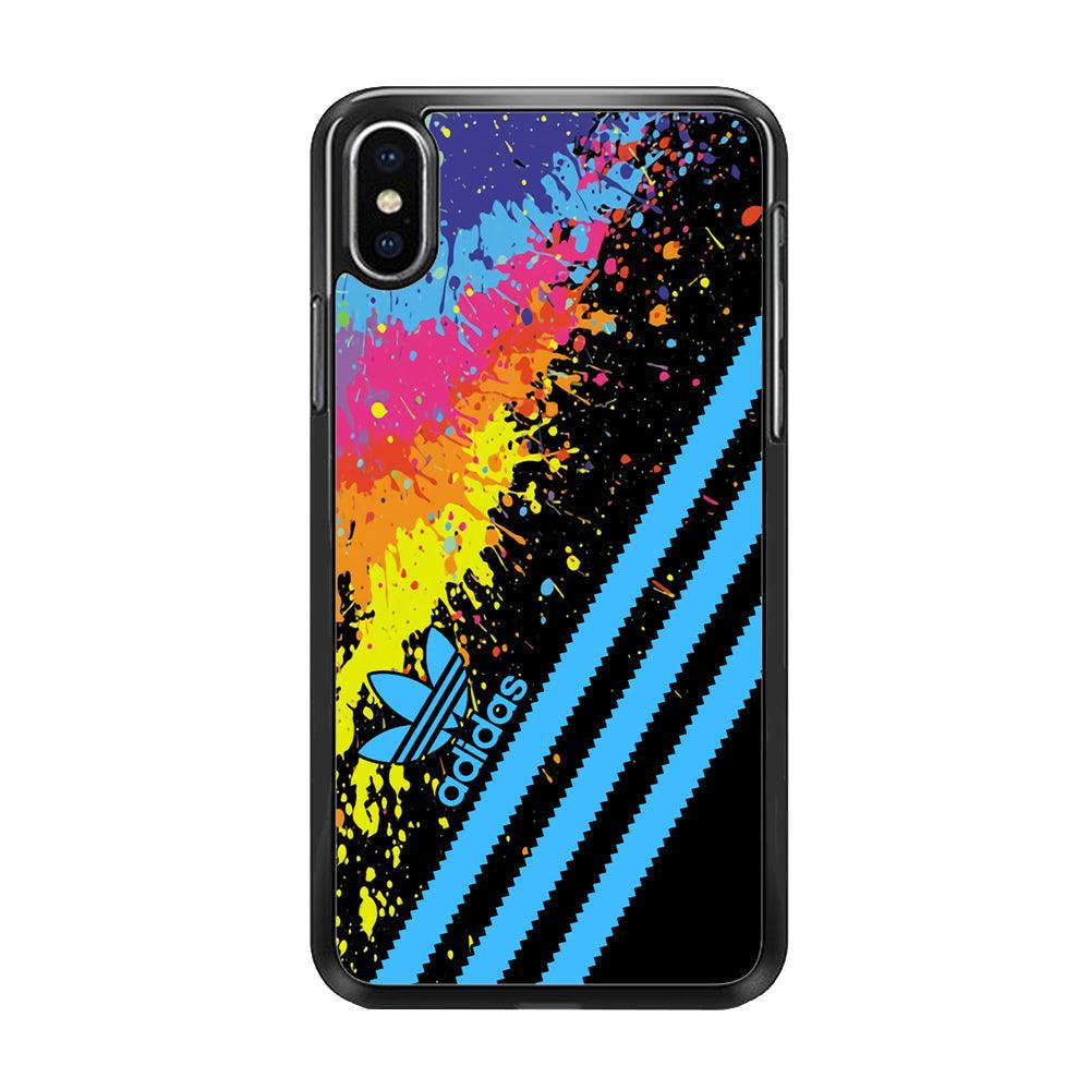 Adidas Stripe Paint iPhone XS Case-Rubber Black (2D Case)-Oxvistore