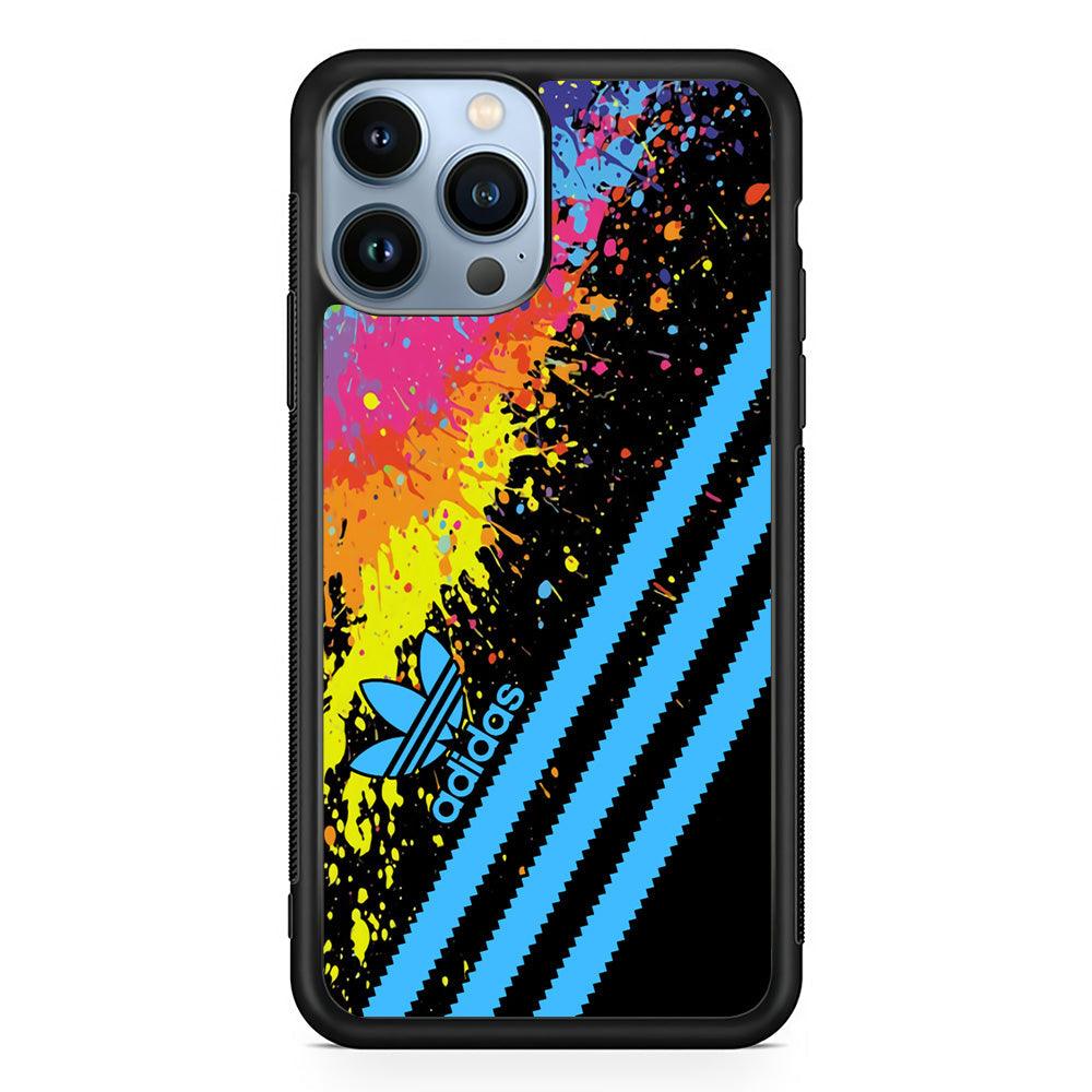 Adidas Stripe Paint iPhone 14 Pro Max Case-Rubber Black (2D Case)-Oxvistore
