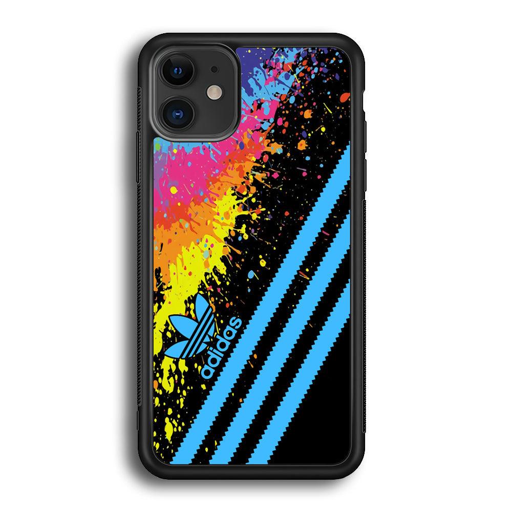 Adidas Stripe Paint iPhone 12 Case-Rubber Black (2D Case)-Oxvistore