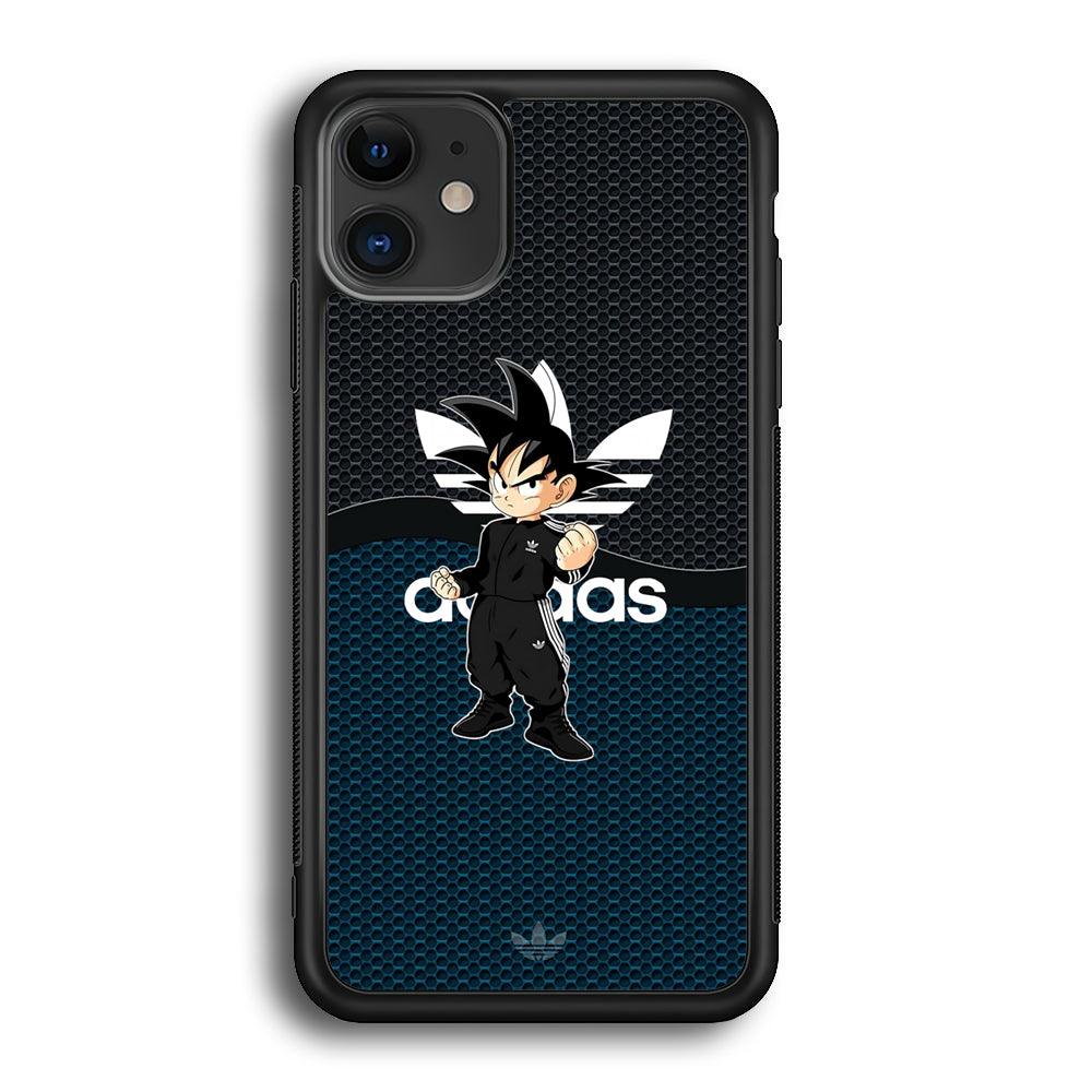 Adidas Suit with Goku Fight Mode iPhone 12 Case-Rubber Black (2D Case)-Oxvistore