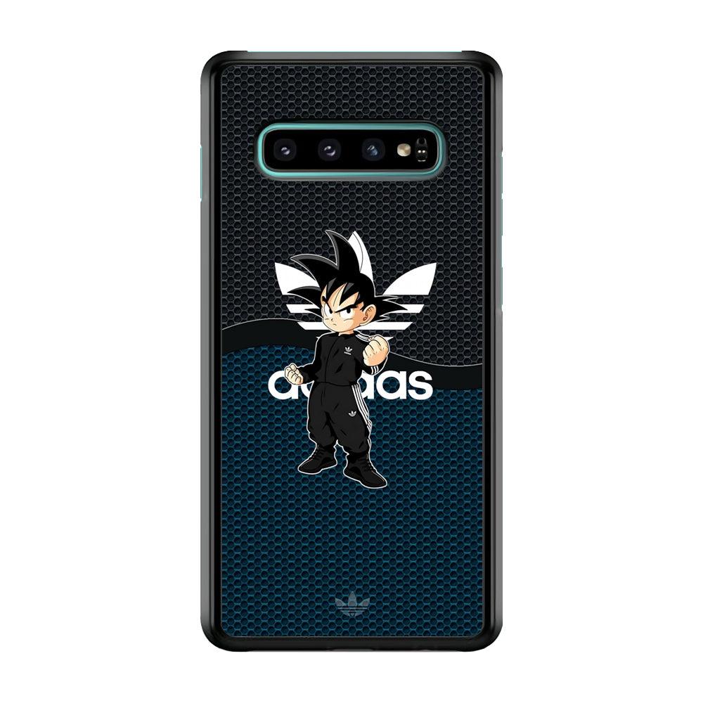 Adidas Suit with Goku Fight Mode Samsung Galaxy S10 Plus Case-Rubber Black (2D Case)-Oxvistore