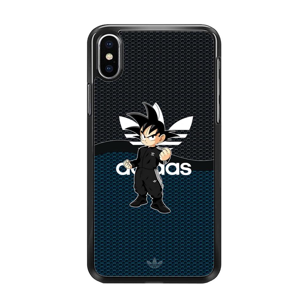Adidas Suit with Goku Fight Mode iPhone XS Case-Rubber Black (2D Case)-Oxvistore