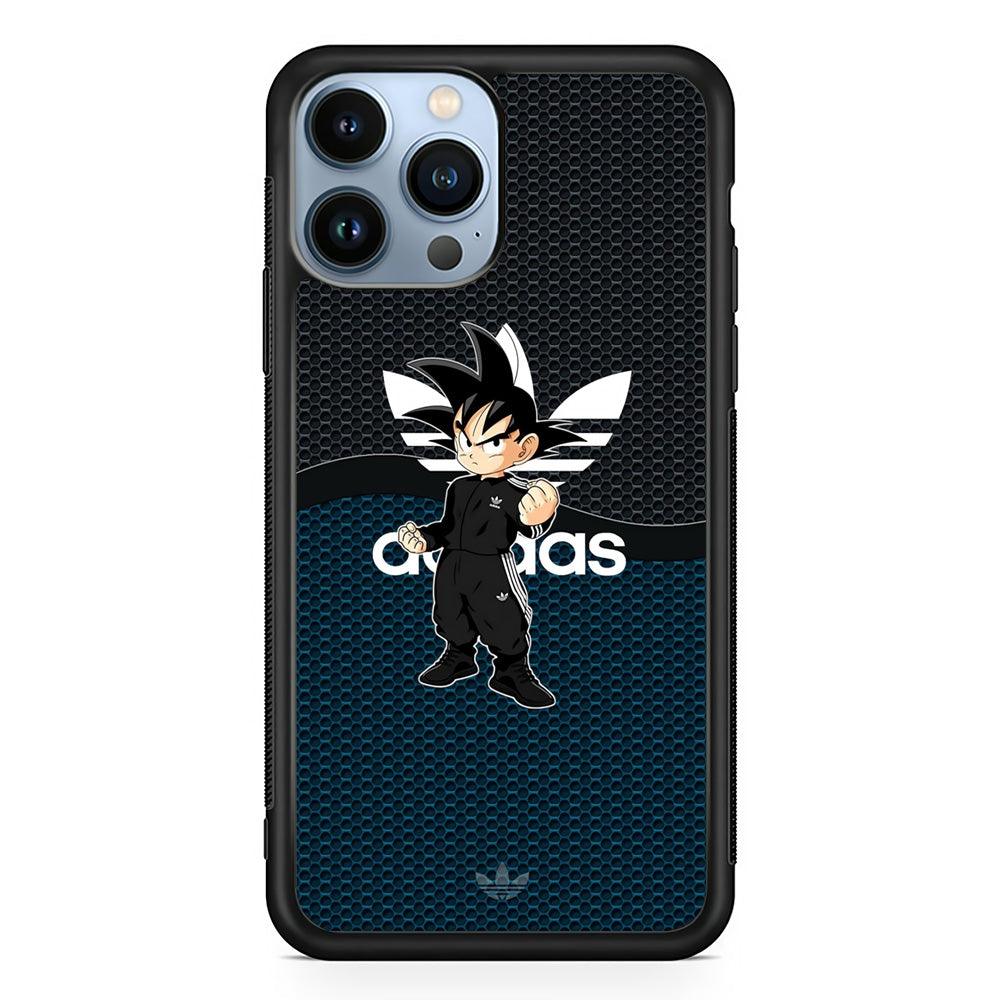 Adidas Suit with Goku Fight Mode iPhone 14 Pro Max Case-Rubber Black (2D Case)-Oxvistore