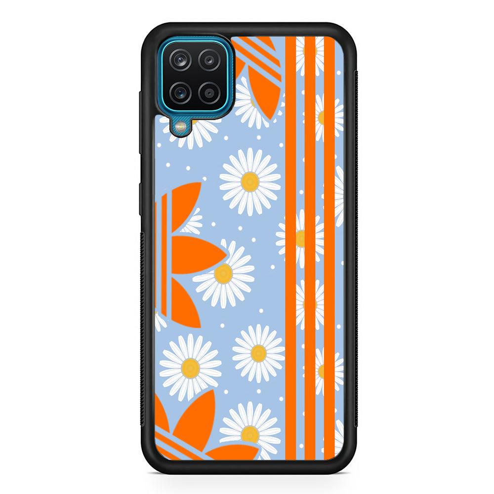 Adidas Sun Flowers Samsung Galaxy A12 Case-Rubber Black (2D Case)-Oxvistore